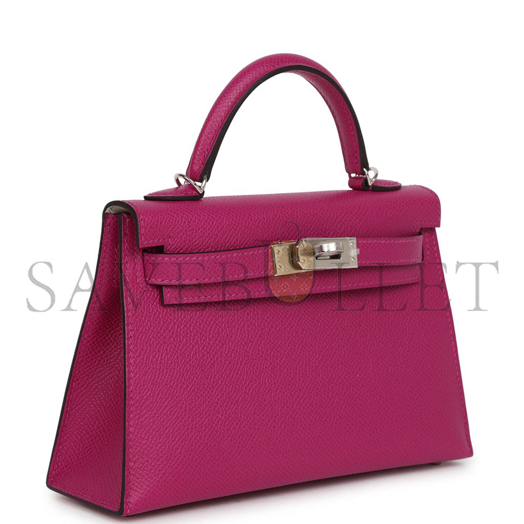 HERMÈS KELLY SELLIER 20 ROSE POURPRE VERSO EPSOM PALLADIUM HARDWARE (19*12*5.5cm)